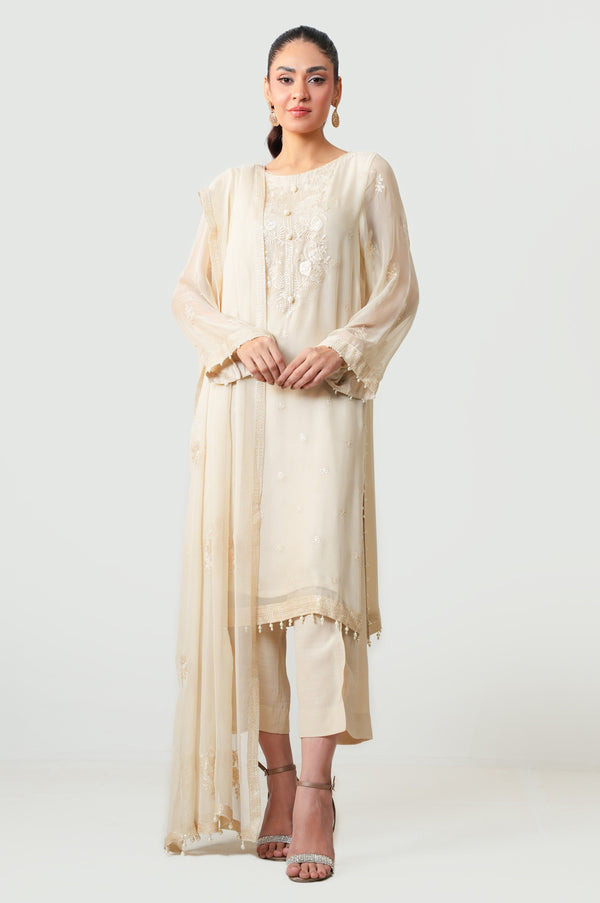 3 Piece Embroidered Chiffon Suit