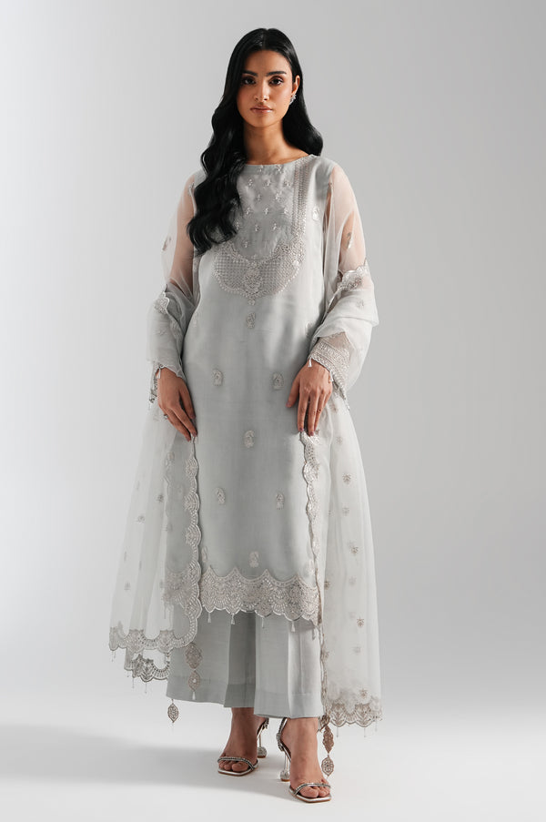 3 Piece Embroidered Organza Suit