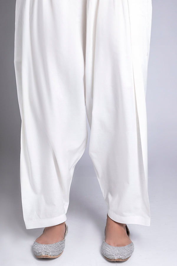 Basic Cottle Shalwar - Off White