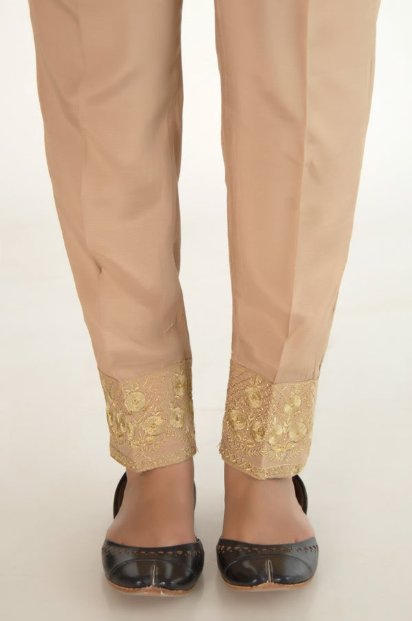 Embellished Rawsilk Pants - Gold