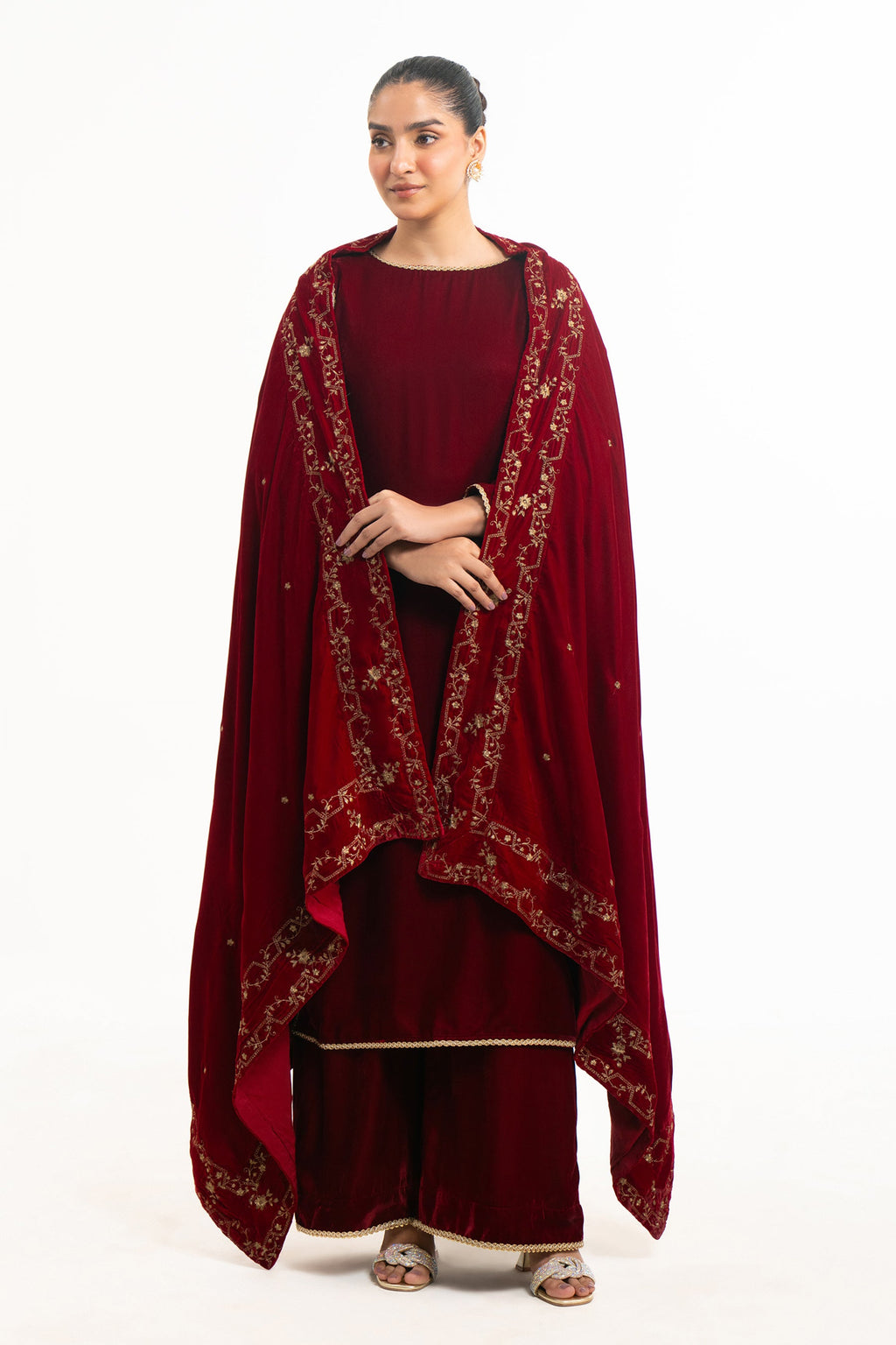EMBROIDERED VELVET SHAWL (FACTORY E-OUTLET)