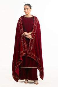 EMBROIDERED VELVET SHAWL (FACTORY E-OUTLET)