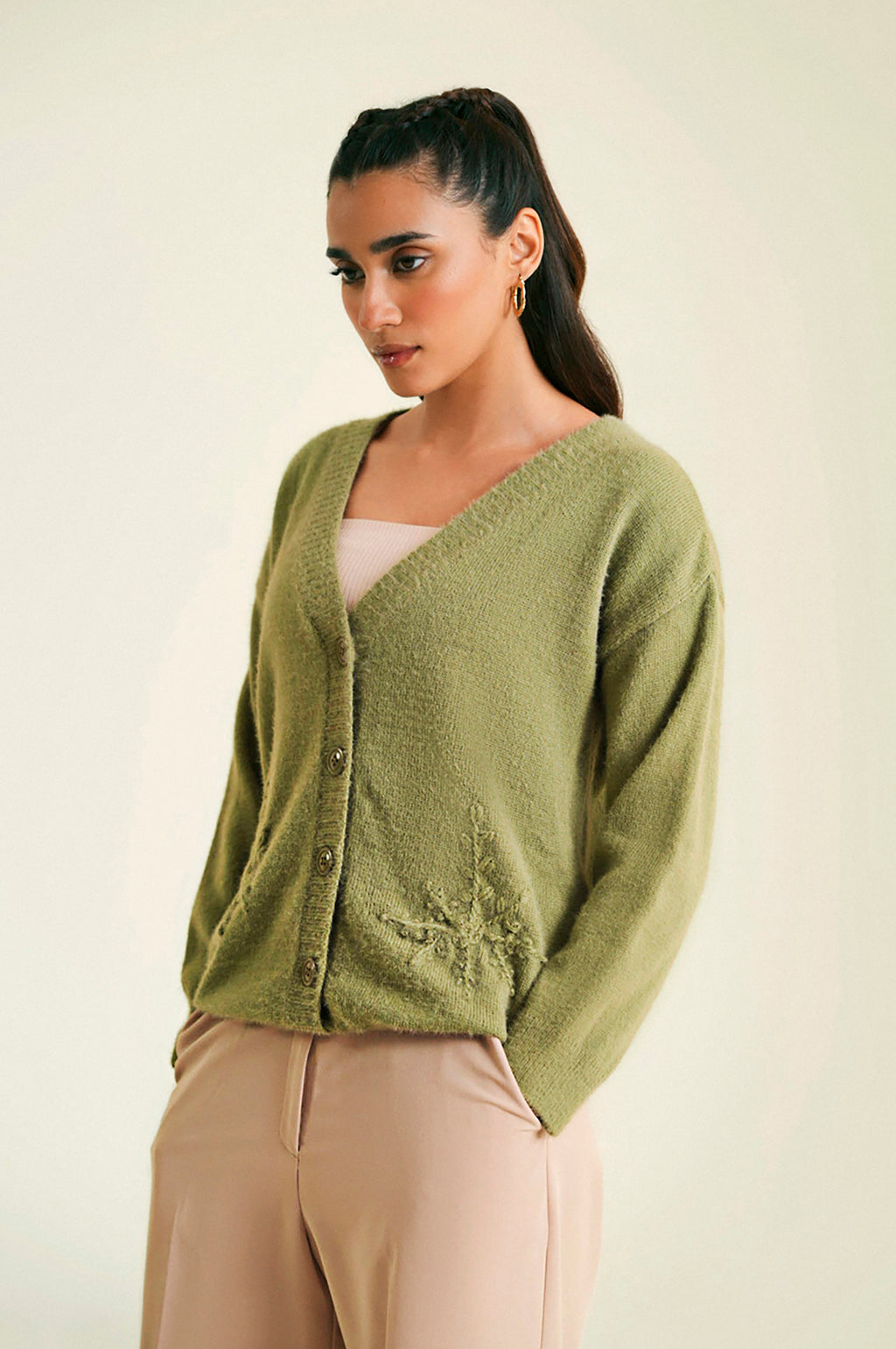 Button Down Sweater Full Sleeves