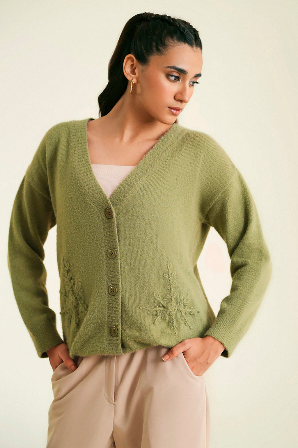 Button Down Sweater Full Sleeves