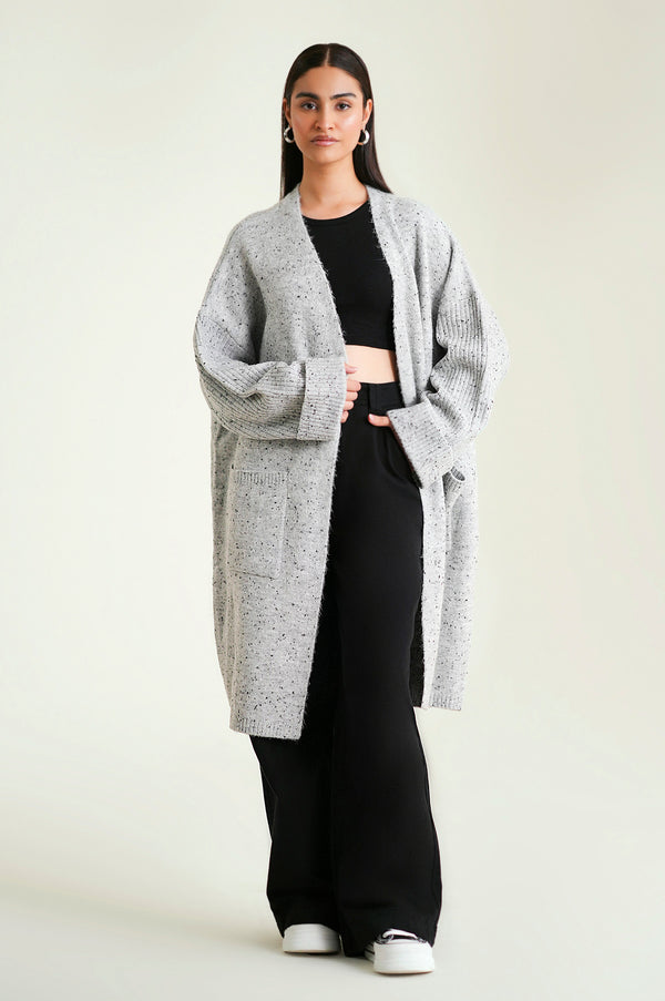 Cardigan Style Sweater - Light Grey