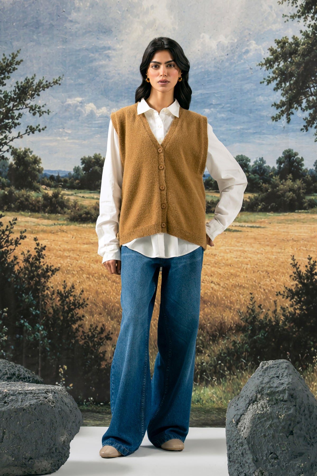 Sleeveless Button Down Sweater