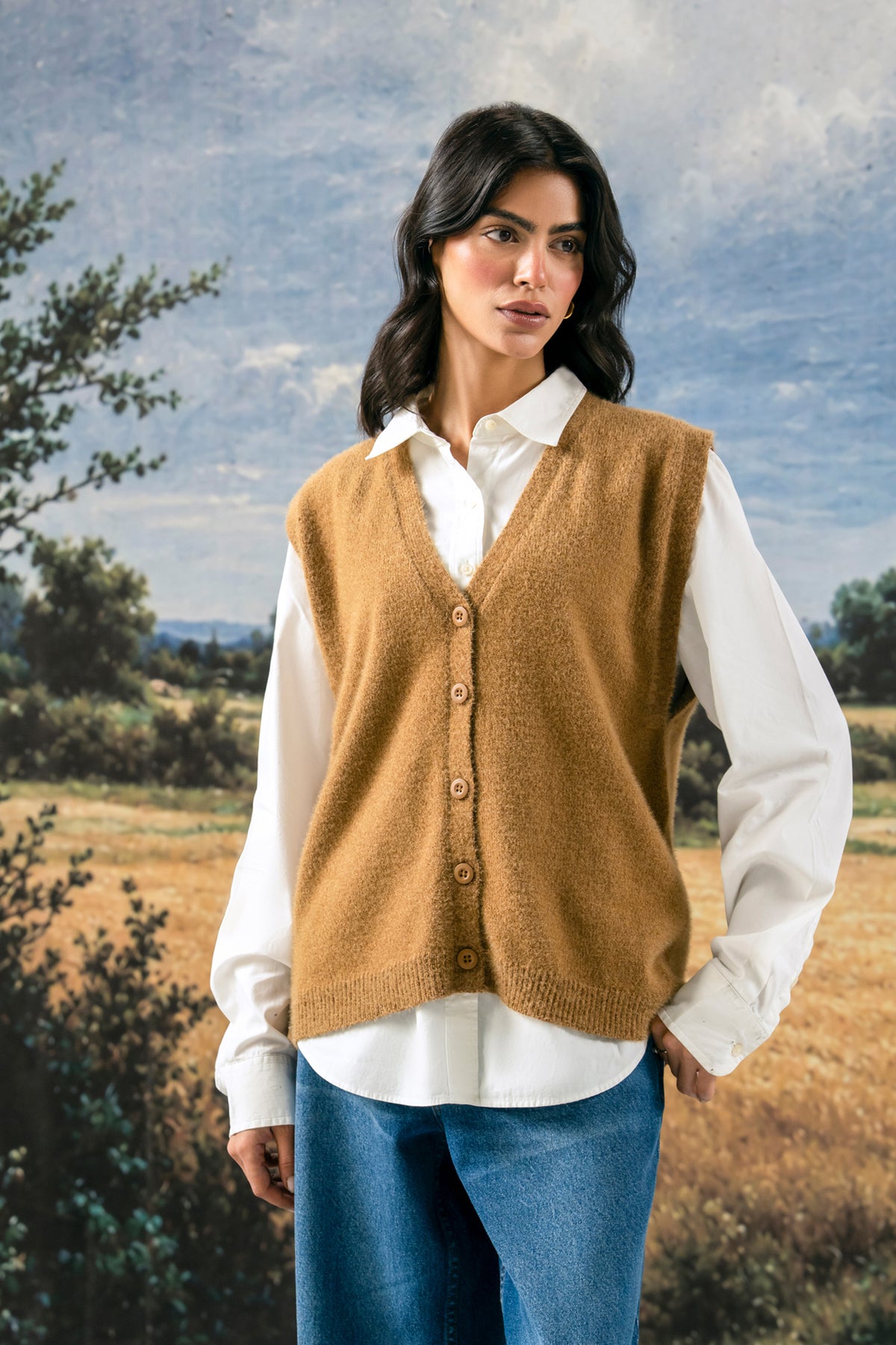 Sleeveless Button Down Sweater