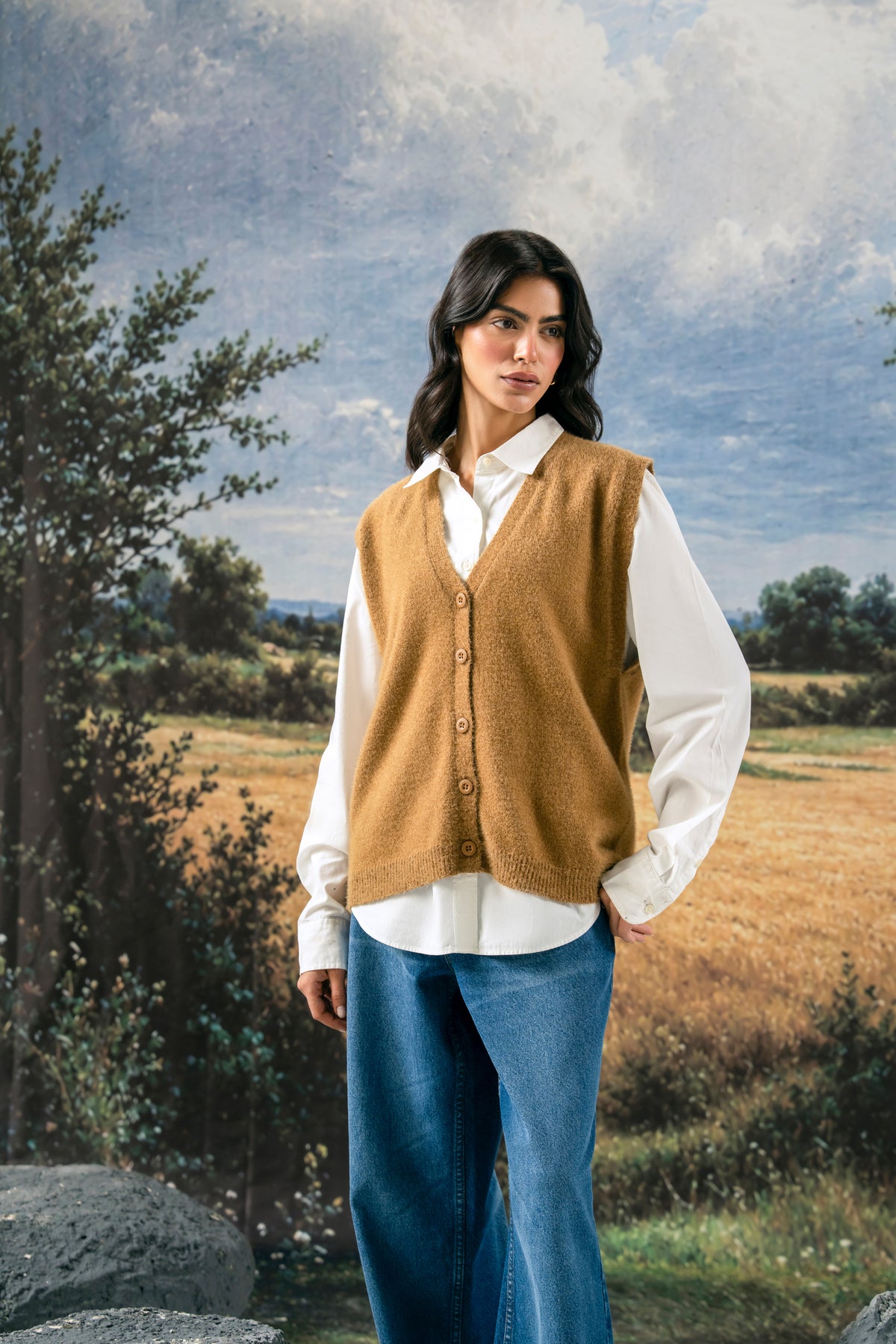 Sleeveless Button Down Sweater