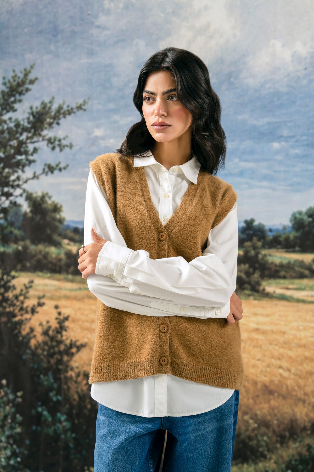 Sleeveless Button Down Sweater