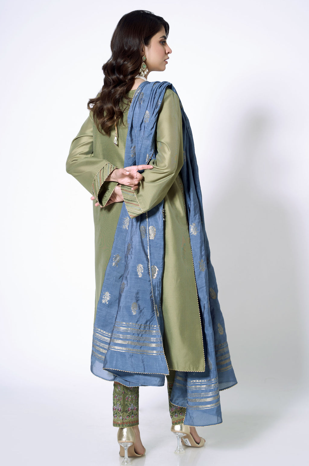 3 Piece Unstitched Embroidered Cotton Net Suit