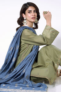 3 Piece Unstitched Embroidered Cotton Net Suit