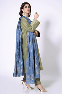 3 Piece Unstitched Embroidered Cotton Net Suit