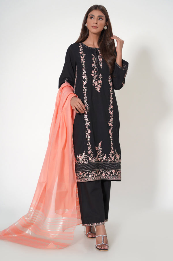 3 Piece Unstitched Embroidered Cambric Suit