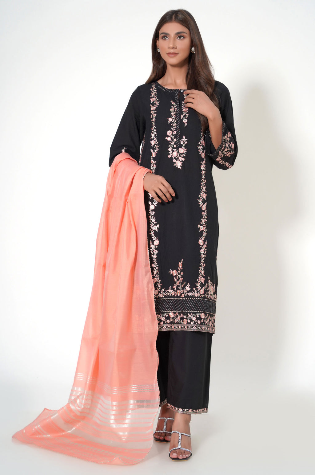 3 Piece Unstitched Embroidered Cambric Suit
