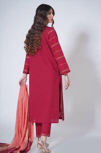 3 Piece Unstitched Embroidered Cotton Slub Suit