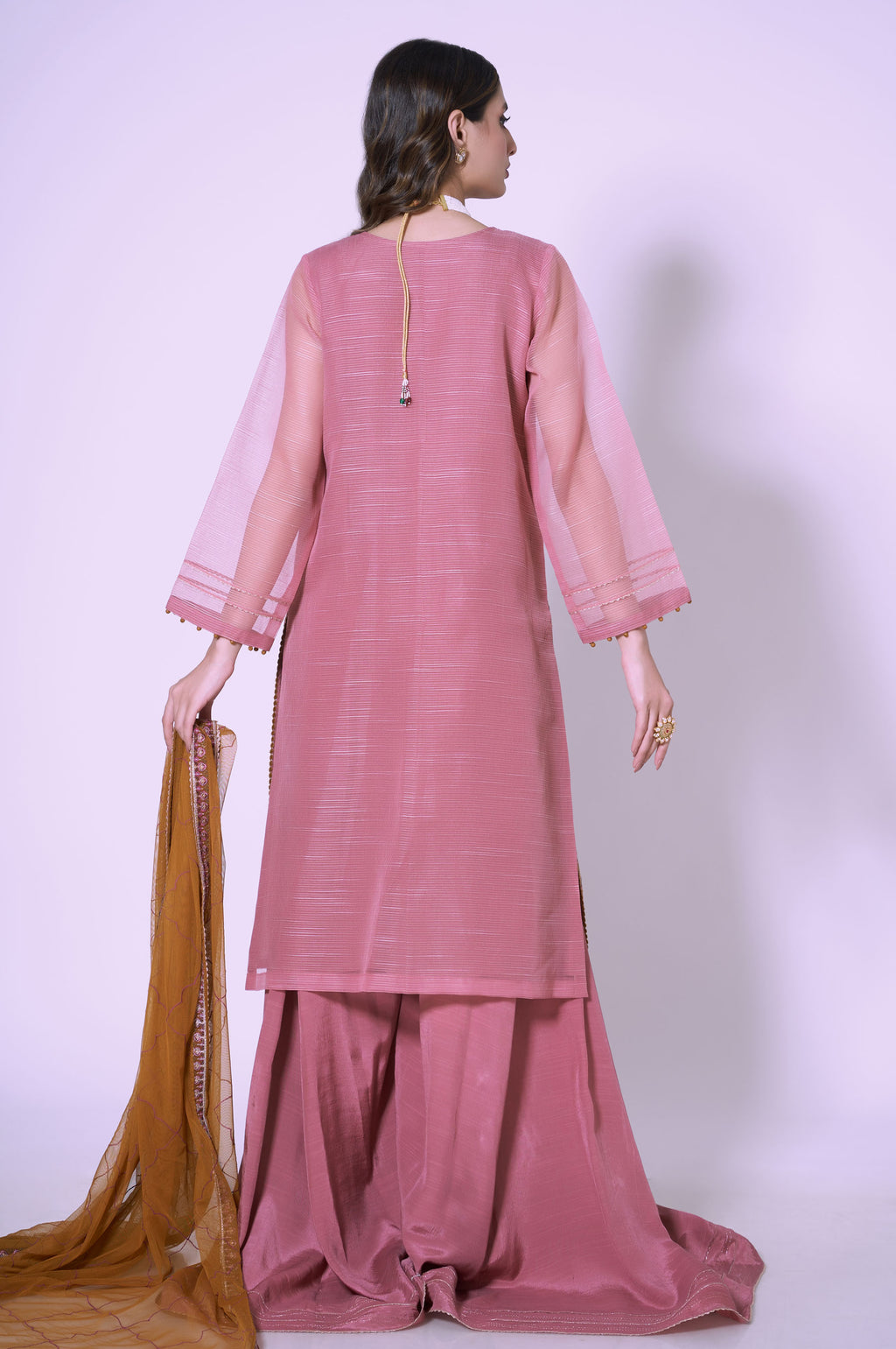 Unstitched 3 Piece Embroidered Textured Organza Suit