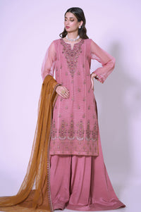 Unstitched 3 Piece Embroidered Textured Organza Suit