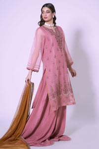 Unstitched 3 Piece Embroidered Textured Organza Suit