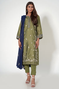 3 Piece Unstitched Embroidered Cotton Net Suit
