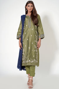 3 Piece Unstitched Embroidered Cotton Net Suit