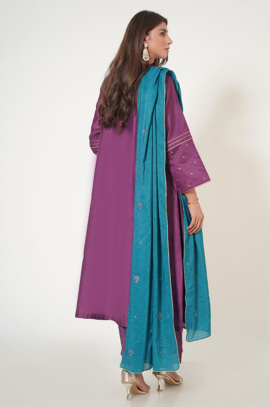 3 Piece Unstitched Embroidered Cotton Net Suit