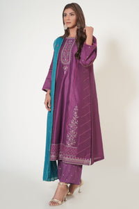 3 Piece Unstitched Embroidered Cotton Net Suit
