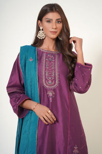 3 Piece Unstitched Embroidered Cotton Net Suit