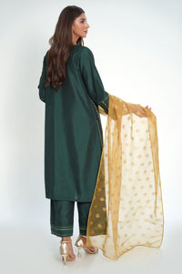 3 Piece Unstitched Embroidered Cotton Silk Suit