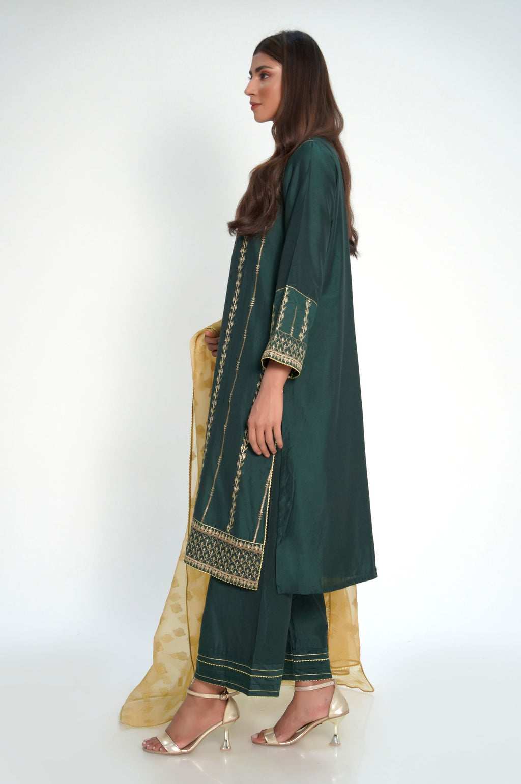 3 Piece Unstitched Embroidered Cotton Silk Suit