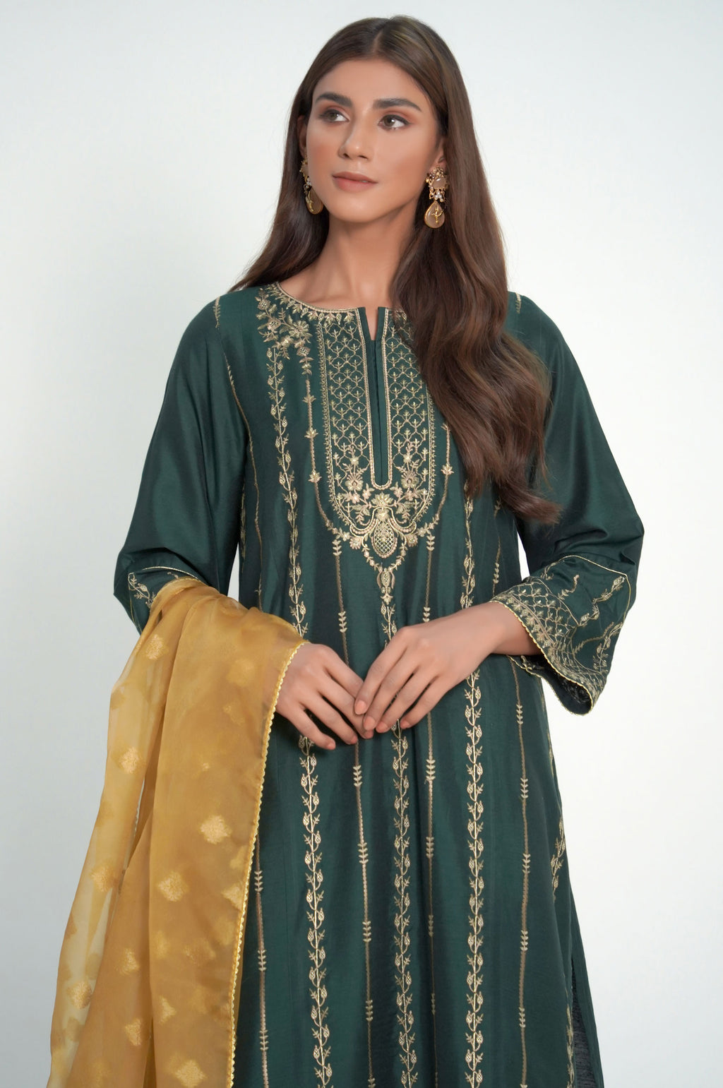 3 Piece Unstitched Embroidered Cotton Silk Suit