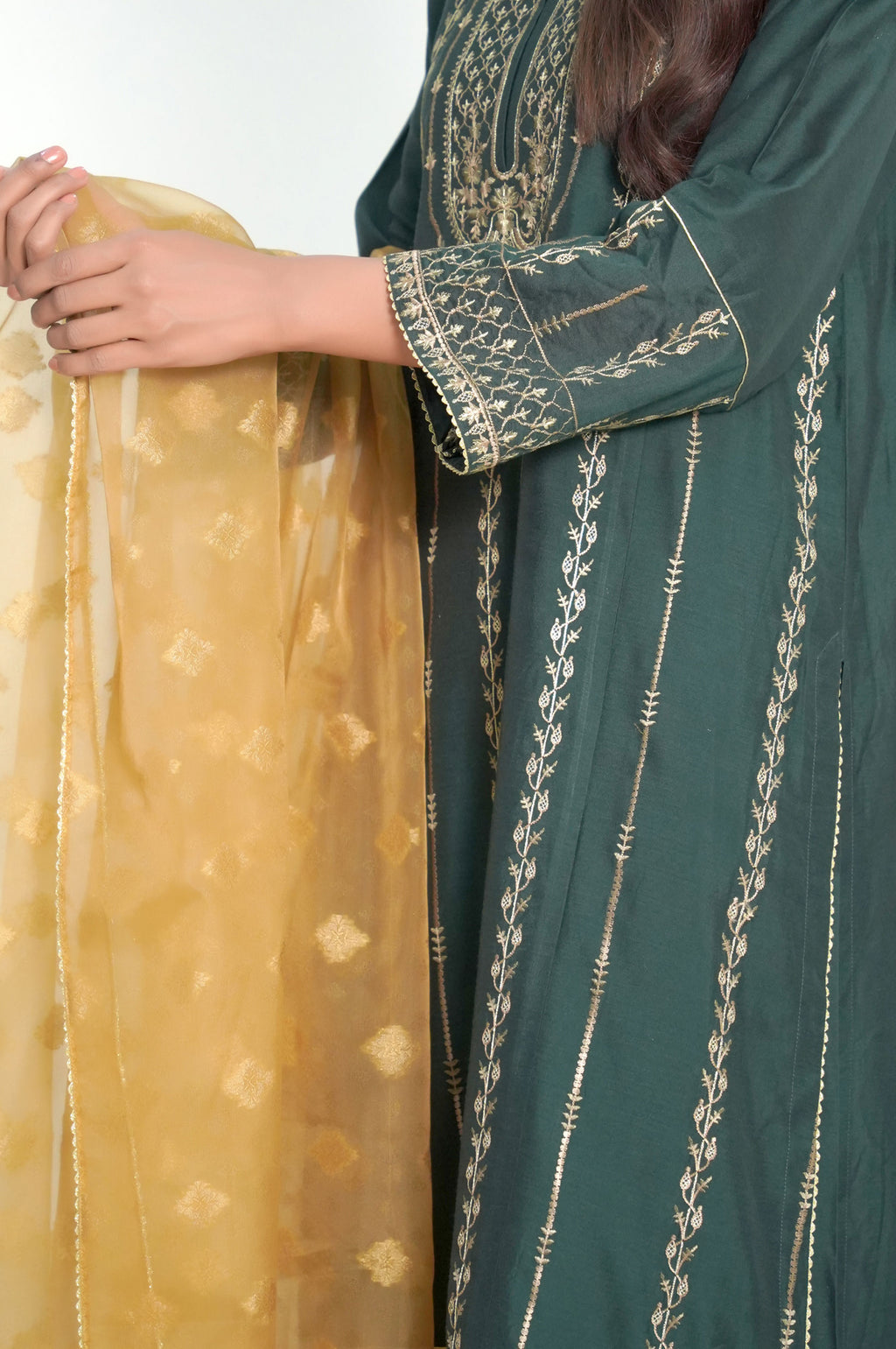 3 Piece Unstitched Embroidered Cotton Silk Suit