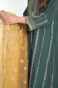 3 Piece Unstitched Embroidered Cotton Silk Suit