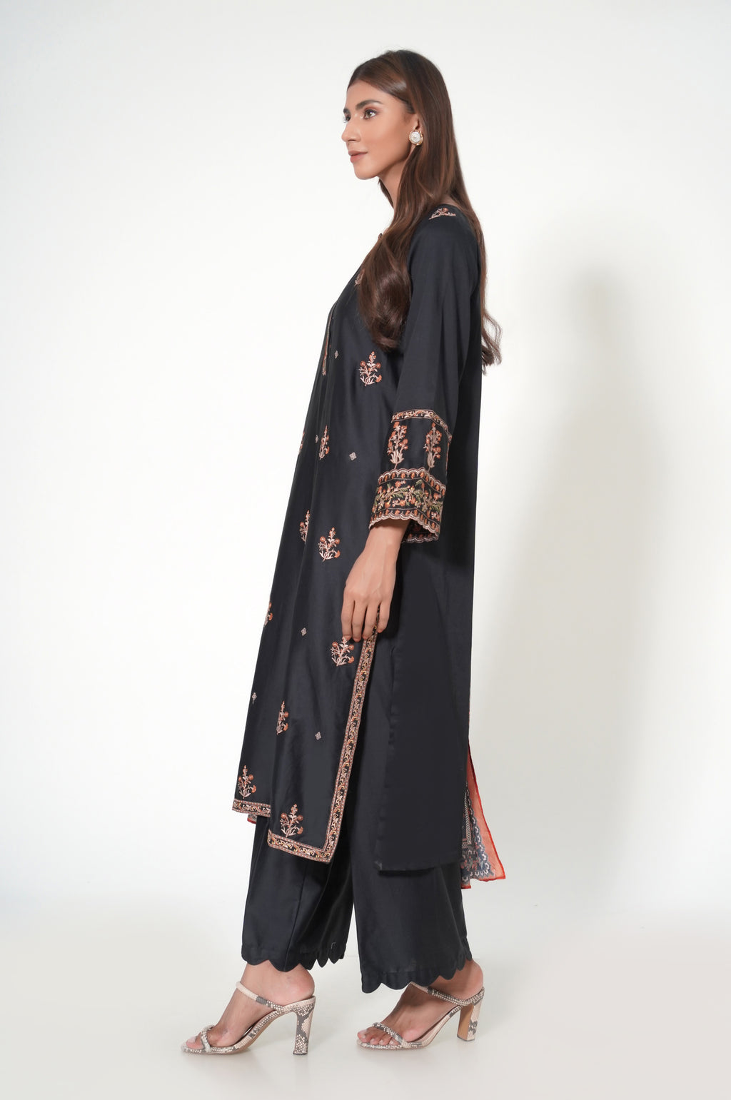 3 Piece Unstitched Embroidered Cotton Satin Suit
