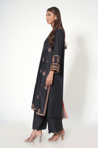 3 Piece Unstitched Embroidered Cotton Satin Suit