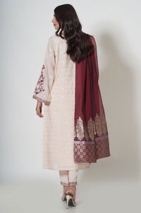 Unstitched 3 Piece Embroidered Zari Jacquard Suit