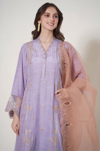 Unstitched 3 Piece Embroidered Raw Silk Suit