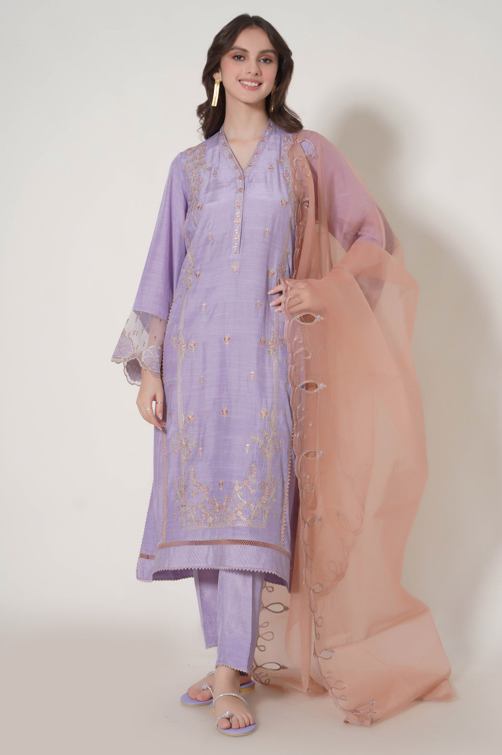 Unstitched 3 Piece Embroidered Raw Silk Suit