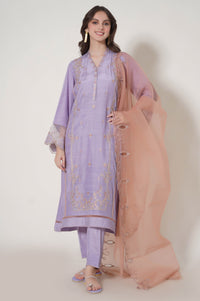 Unstitched 3 Piece Embroidered Raw Silk Suit