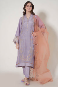 Unstitched 3 Piece Embroidered Raw Silk Suit