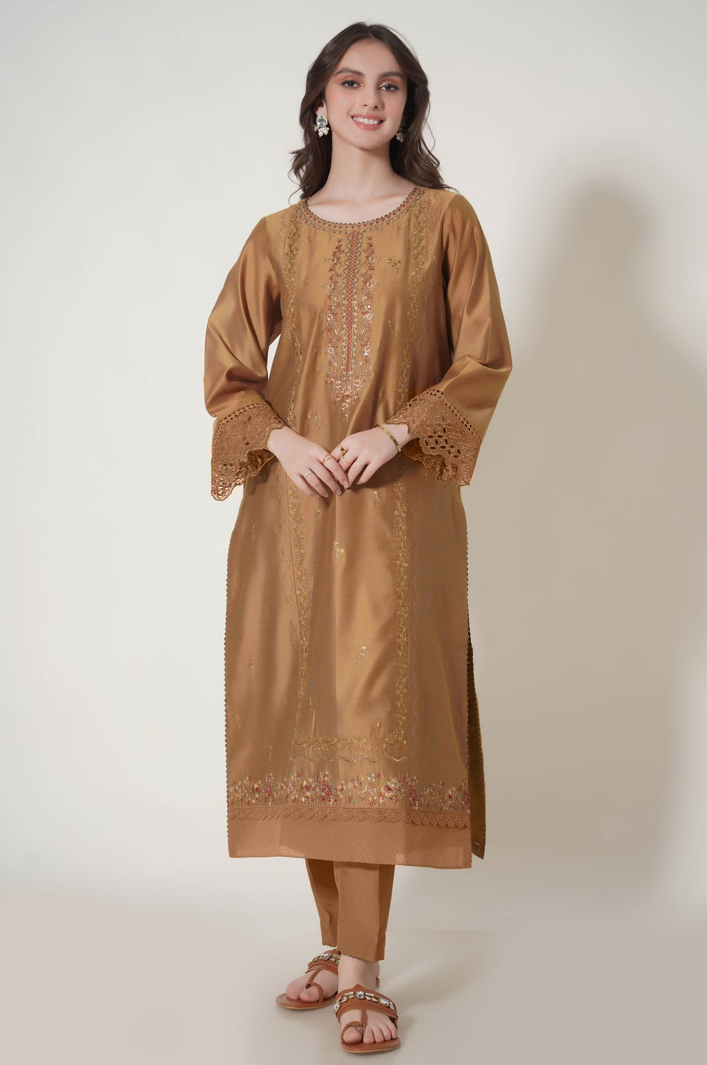 Unstitched 3 Piece Embroidered Cotton Net Suit