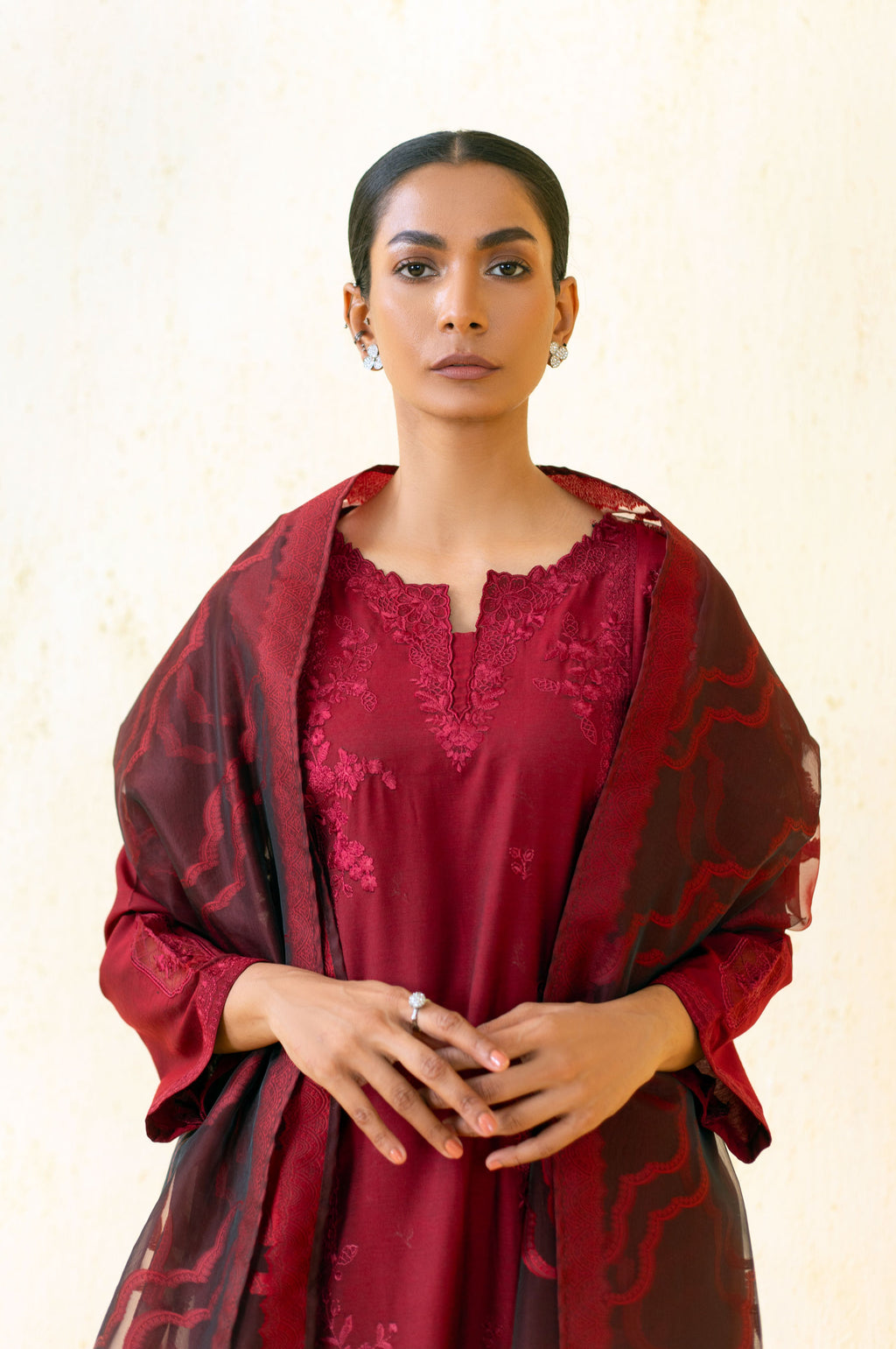 3 Piece Unstitched Embroidered Cotton Silk Suit