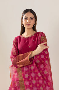 Unstitched 3 Piece Embroidered Khaddi Net Suit