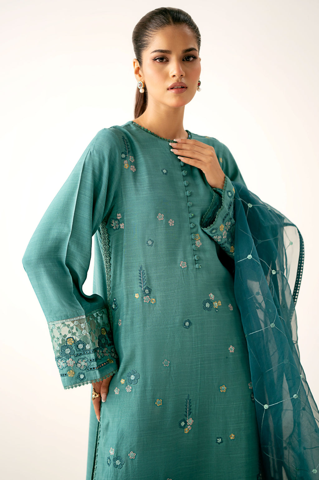 UNSTITCHED EMBROIDERED SUIT