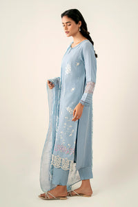 Unstitched 3 Piece Embroidered Cambric Shirt with Puff Print Chiffon Dupatta