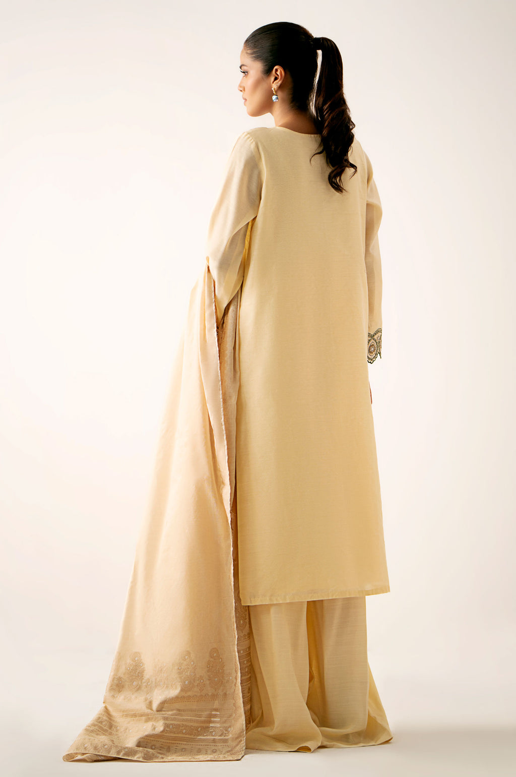 Unstitched 3 Piece Embroidered Cotton Net Suit
