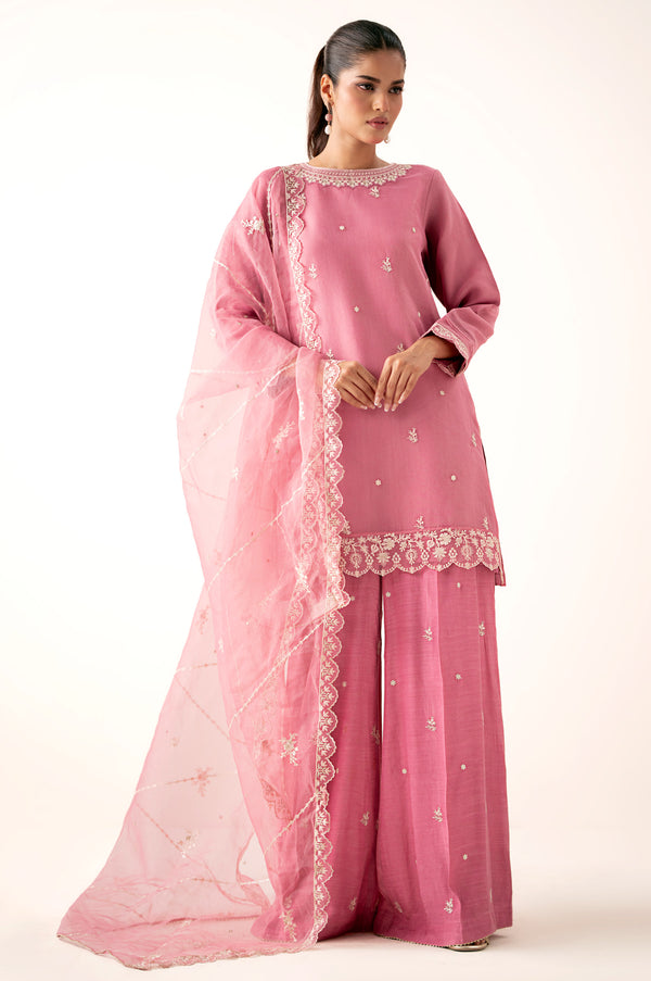 Unstitched 3 Piece Embroidered Organza Suit