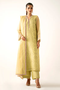 Unstitched 3 Piece Embroidered Organza Suit