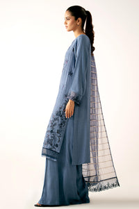 Unstitched 3 Piece Embroidered Raw Silk Suit