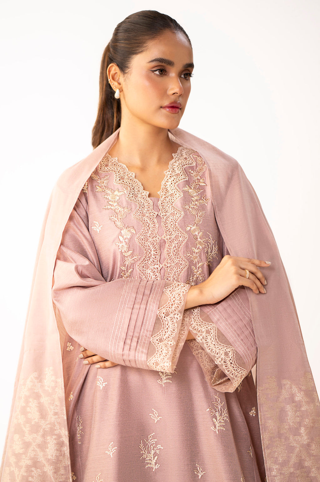 UNSTITCHED EMBROIDERED SUIT