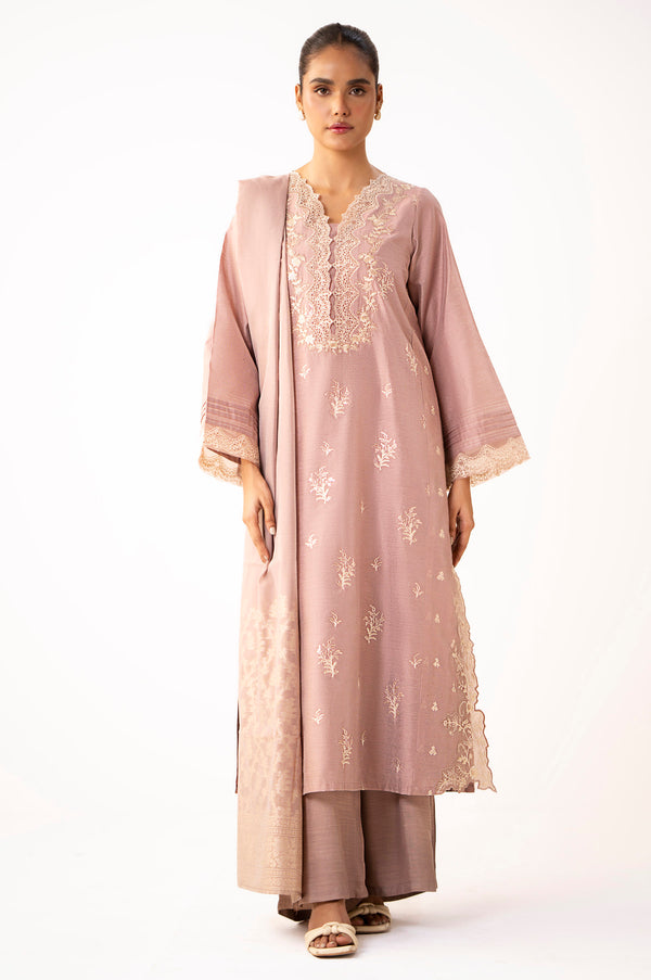 Unstitched 3 Piece Embroidered Cotton Net Suit